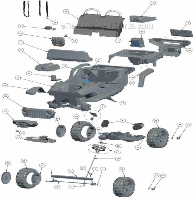 Page A Diagram and Parts List for X6645  Power Wheels Ride-On Cars
